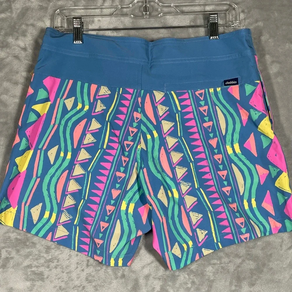 Chubbies The Long Timers Boardshorts Mens 30 Blue Neon 90s Retro 6 Inseam NEW